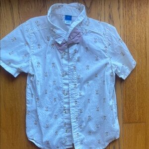Old Navy White Bunny Button-Down with Pink Bow Tie for Easter